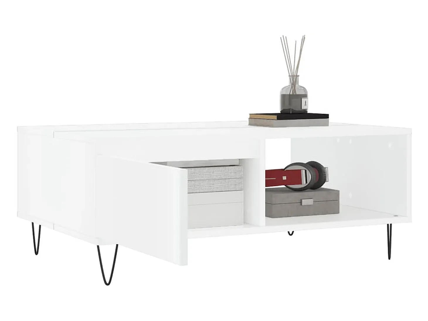 Mesa de centro madera de ingeniería blanco 90x60x35 cm