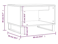 Mesa de centro madera de ingeniería gris hormigón 60x50x40 cm