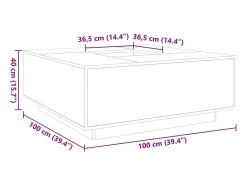 Mesa de centro madera de ingeniería blanca 100x100x40 cm