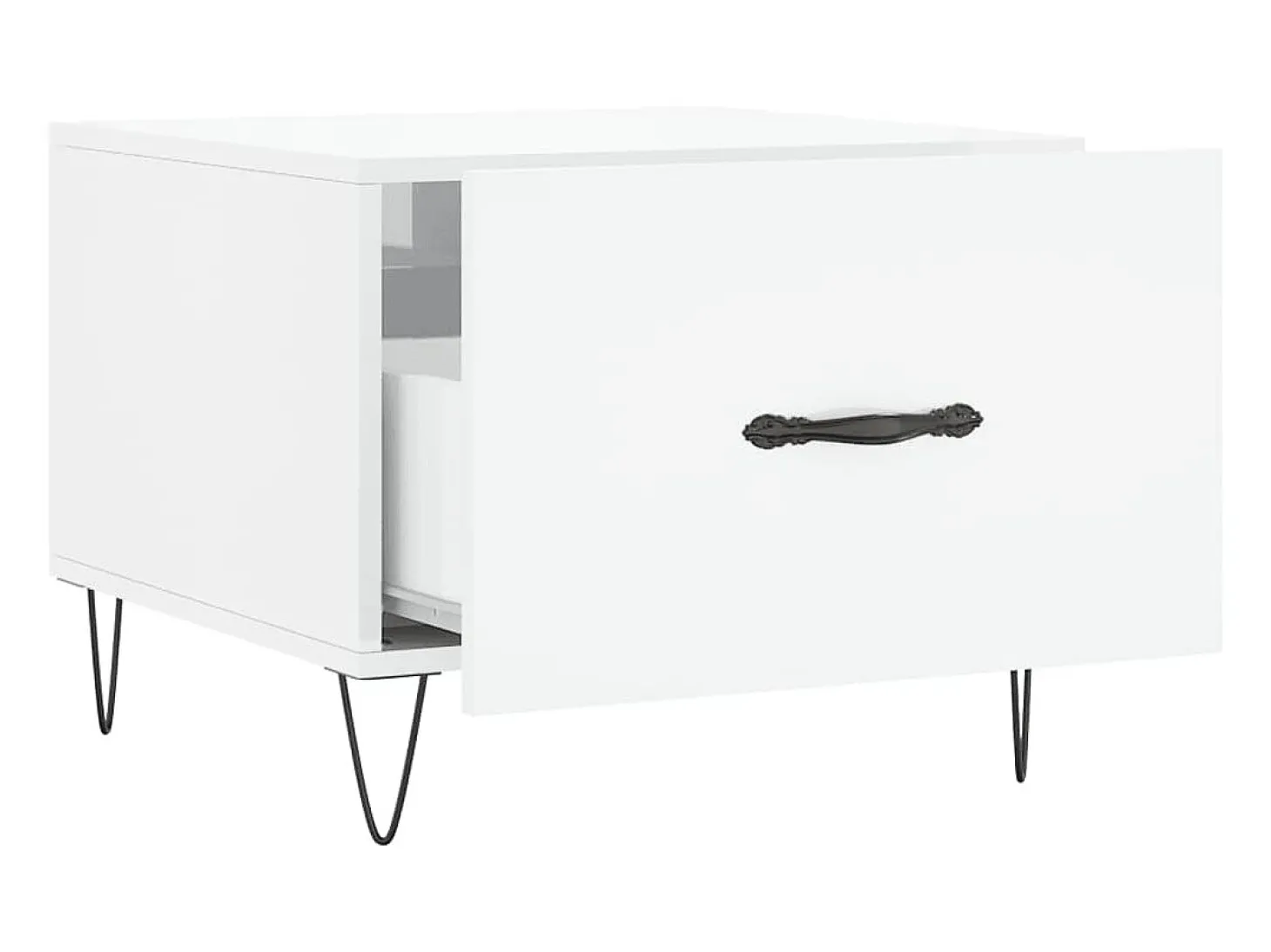 Mesa de centro madera de ingeniería brillo blanco 50x50x40 cm