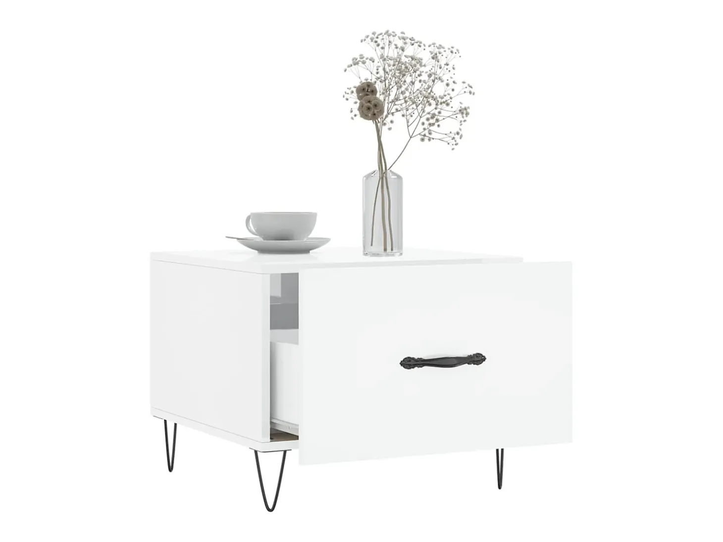 Mesa de centro madera de ingeniería brillo blanco 50x50x40 cm