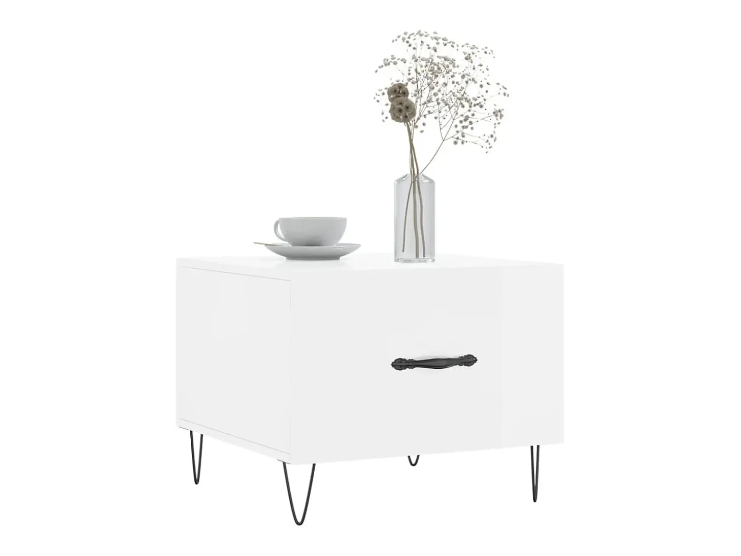 Mesa de centro madera de ingeniería brillo blanco 50x50x40 cm