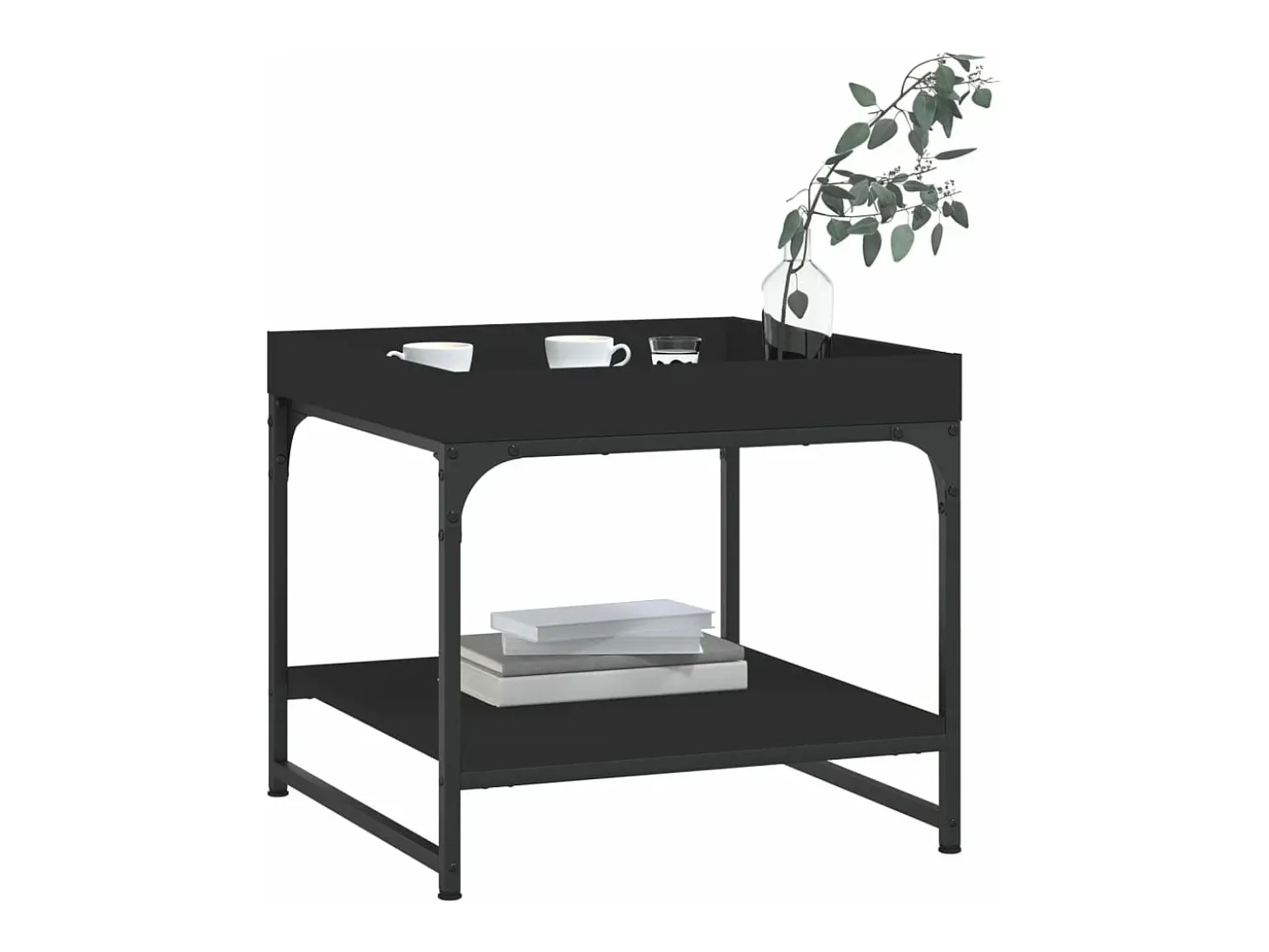 Mesa de centro madera de ingeniería negro 49,5x49,5x45 cm