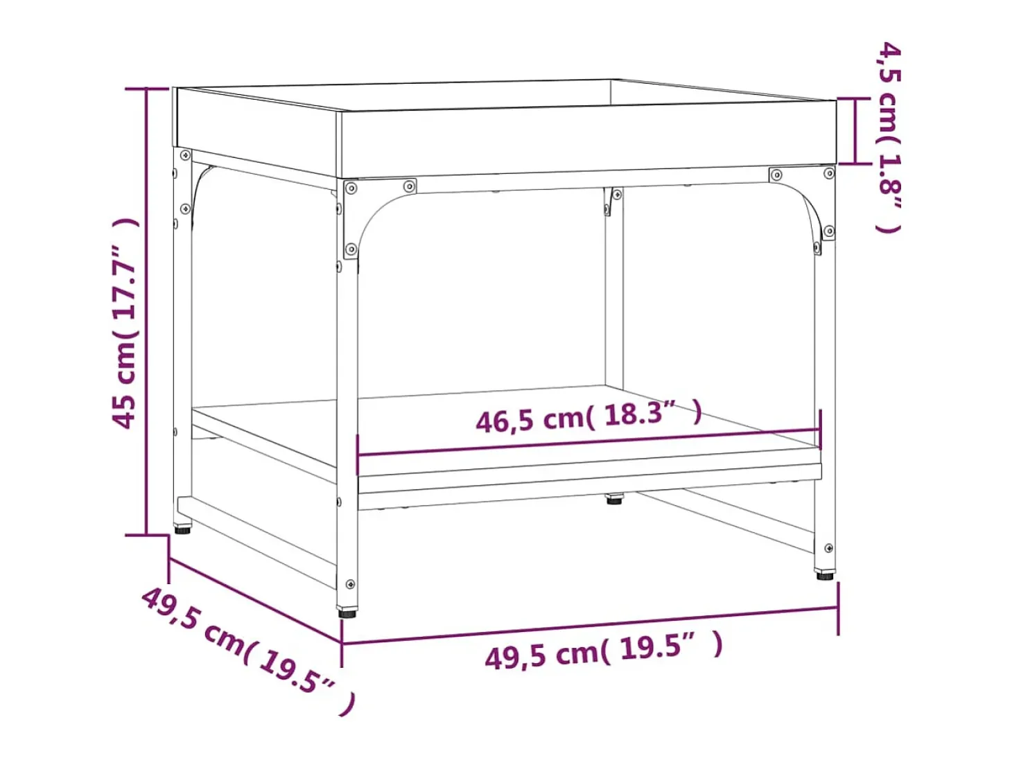 Mesa de centro madera de ingeniería negro 49,5x49,5x45 cm