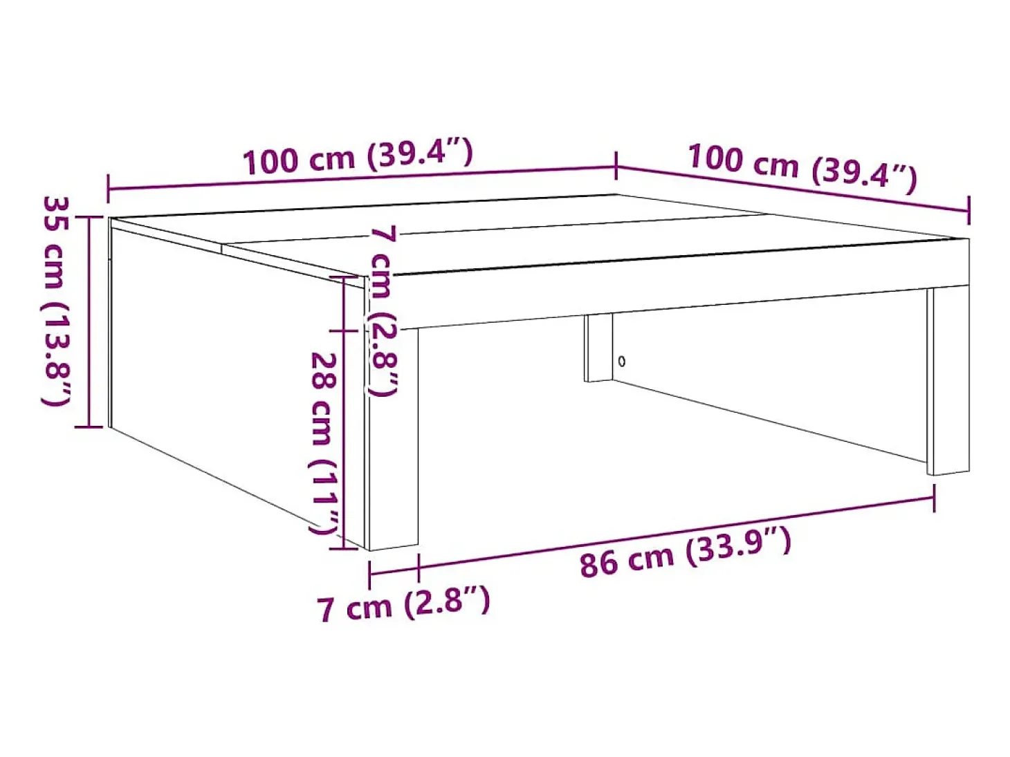 Mesa de centro madera de ingeniería gris Sonoma 100x100x35 cm