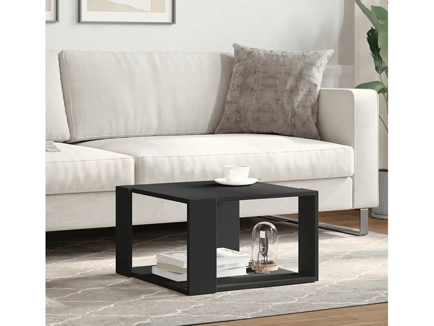 Mesa de centro madera de ingeniería negra 51,5x51,5x30 cm