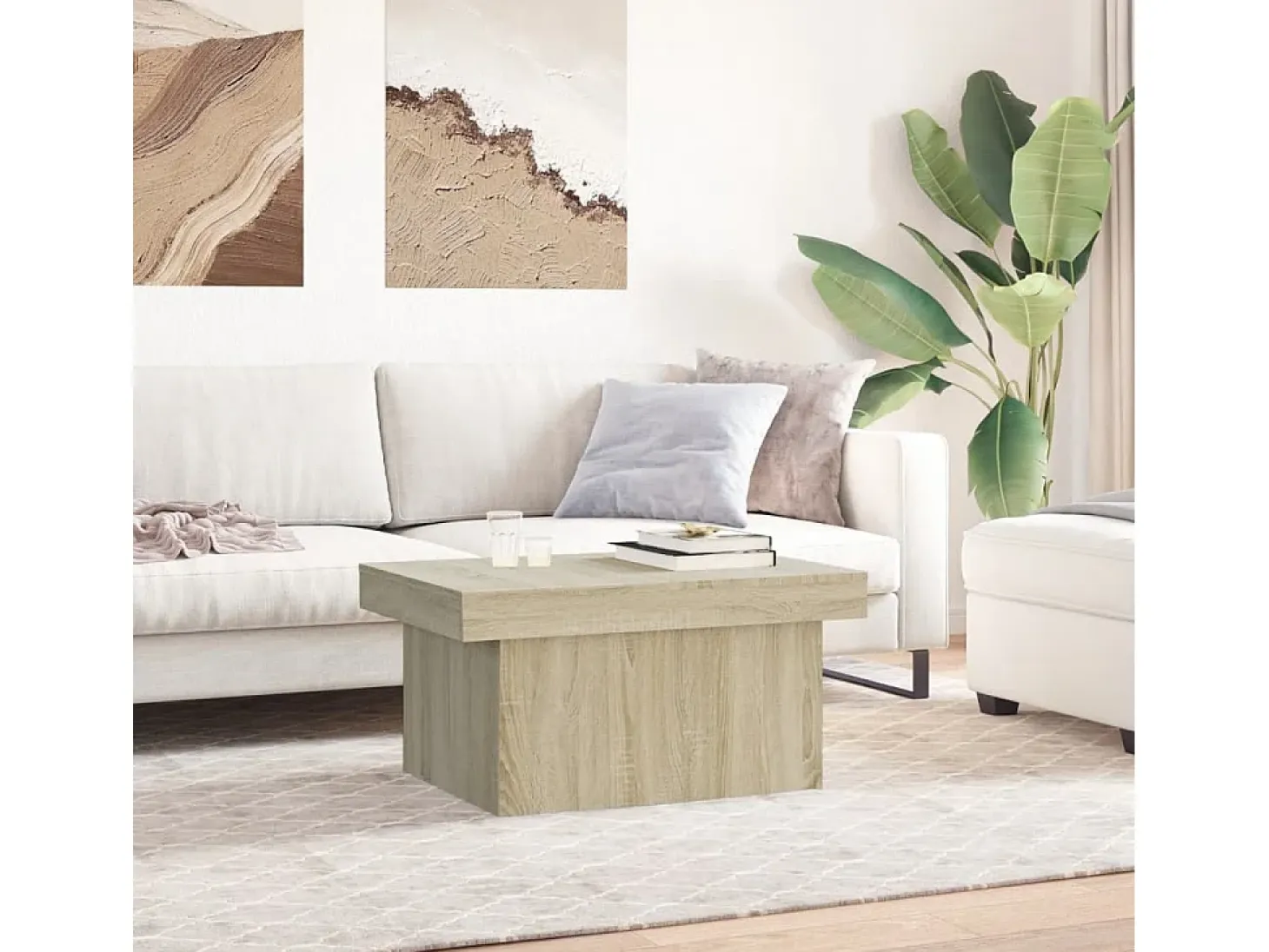Mesa de centro madera de ingeniería roble Sonoma 100x55x40 cm