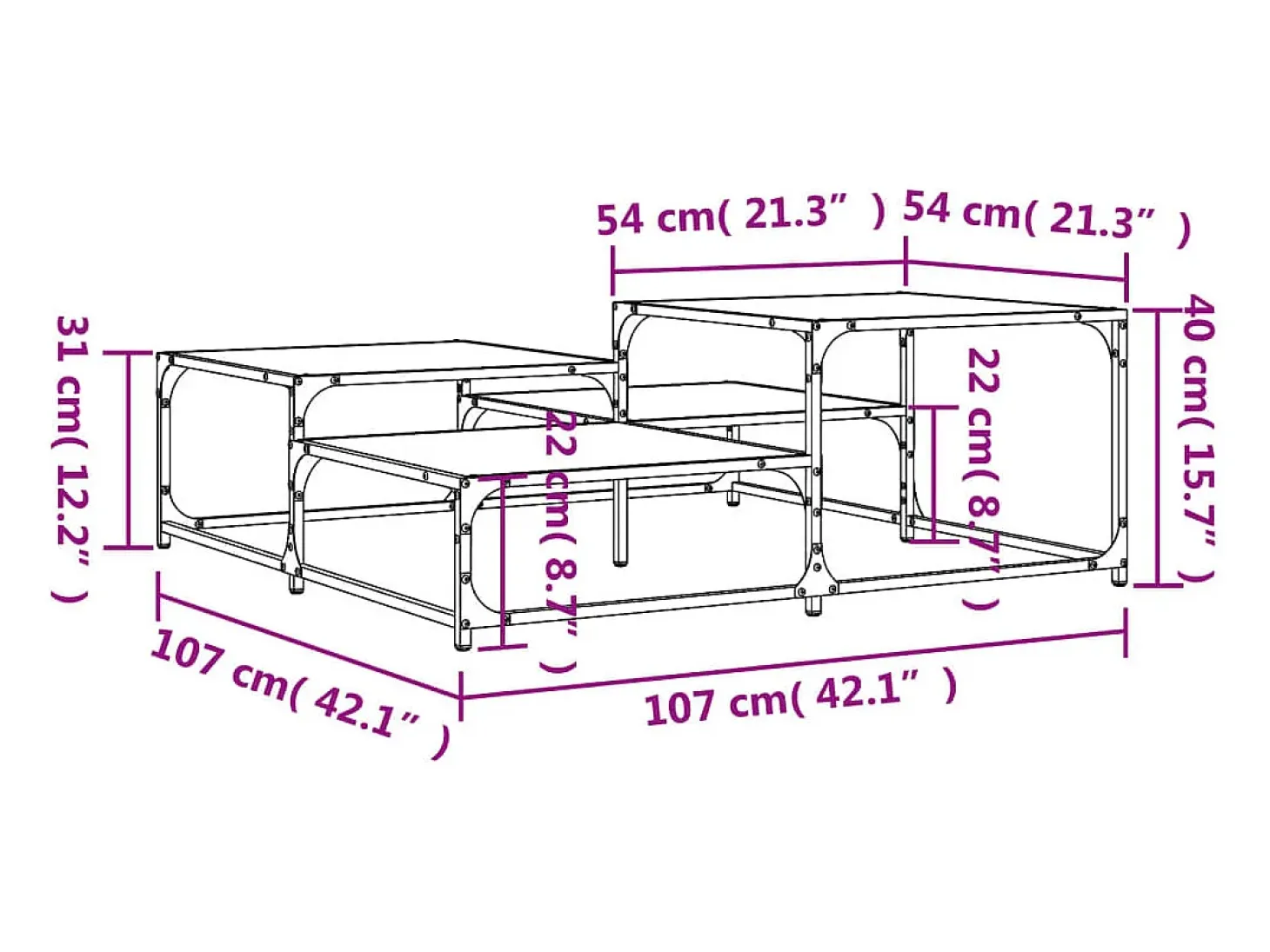 Mesa de centro madera de ingeniería roble marrón 107x107x40 cm