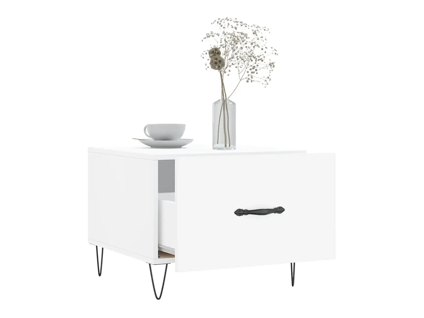 Mesa de centro madera de ingeniería blanca 50x50x40 cm