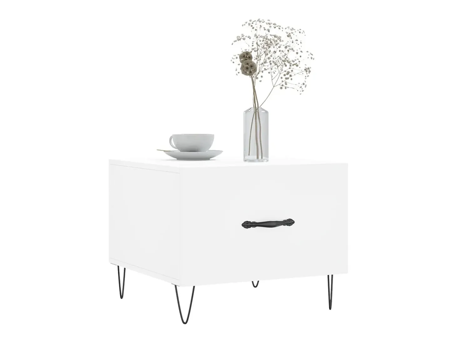 Mesa de centro madera de ingeniería blanca 50x50x40 cm