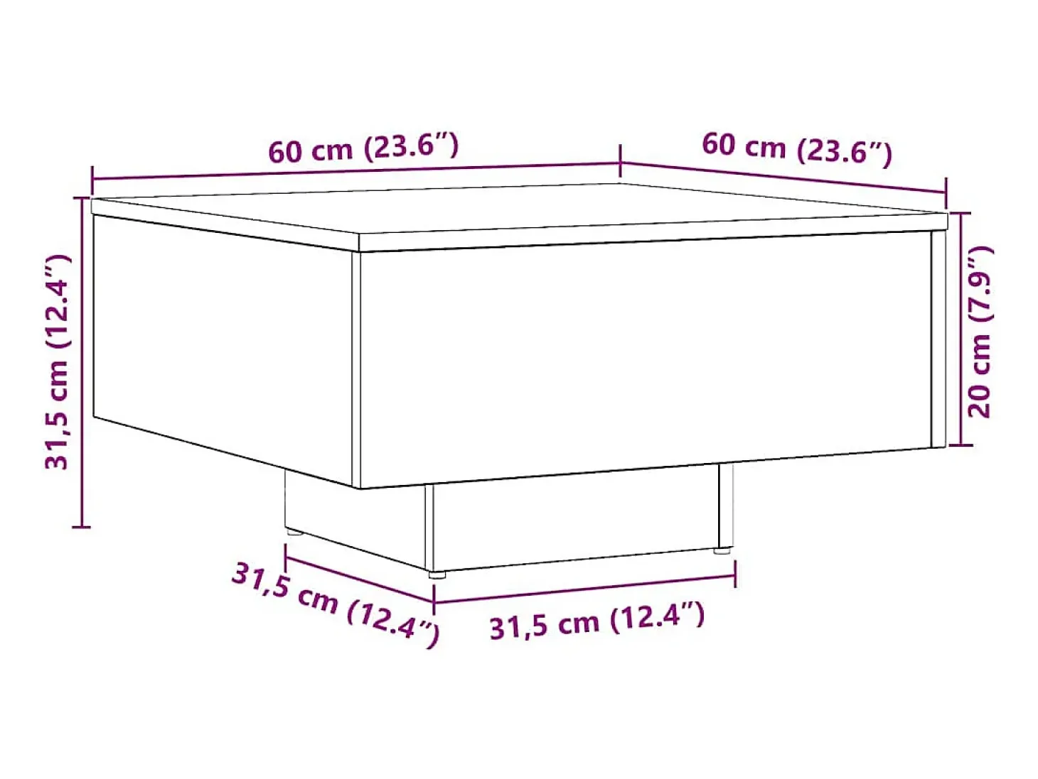 Mesa de centro madera de ingeniería roble artisan 60x60x31,5 cm
