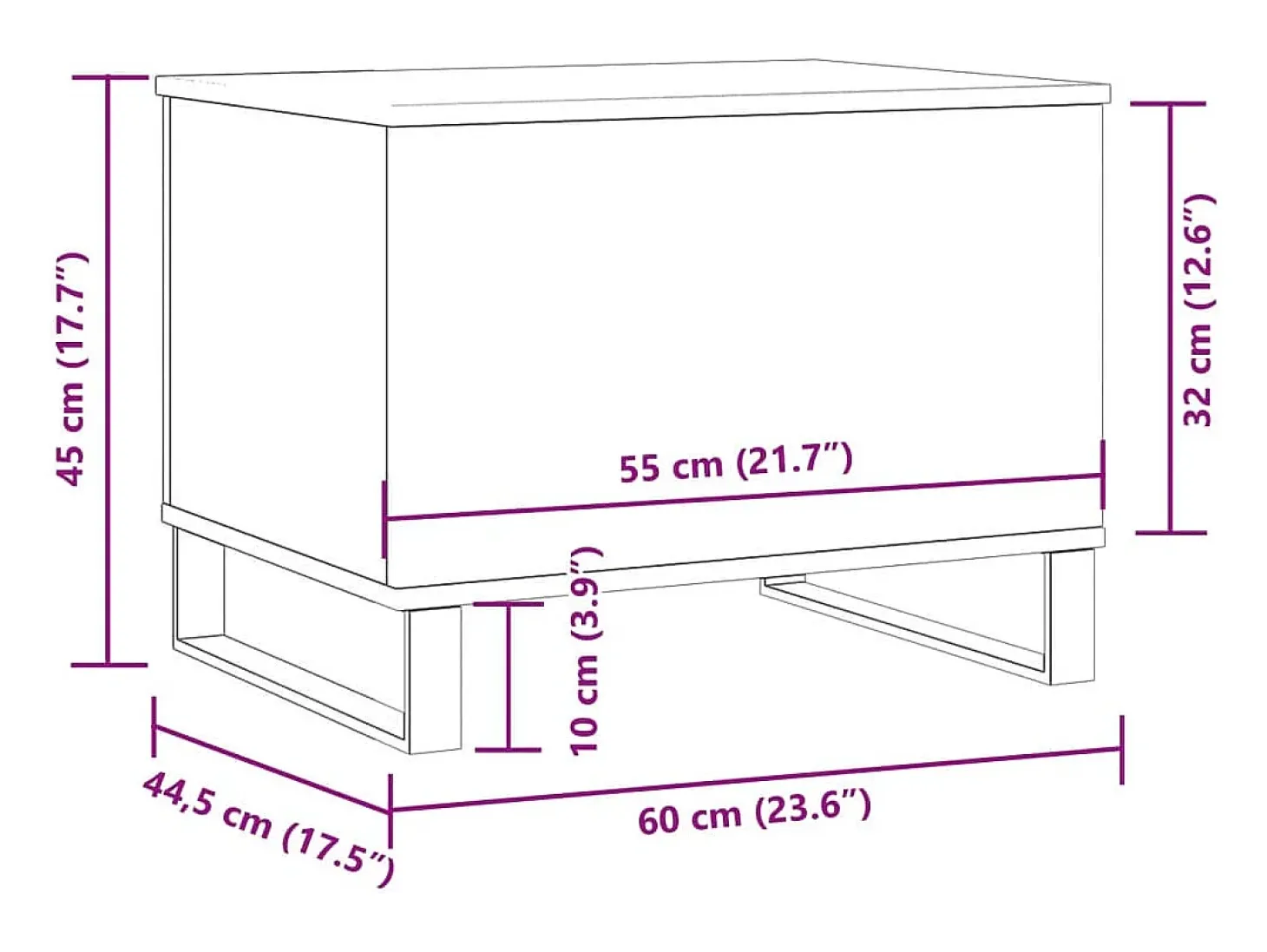 Mesa de centro madera de ingeniería roble artisan 60x44,5x45 cm