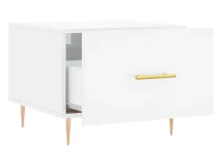 Mesa de centro madera de ingeniería brillo blanco 50x50x40 cm