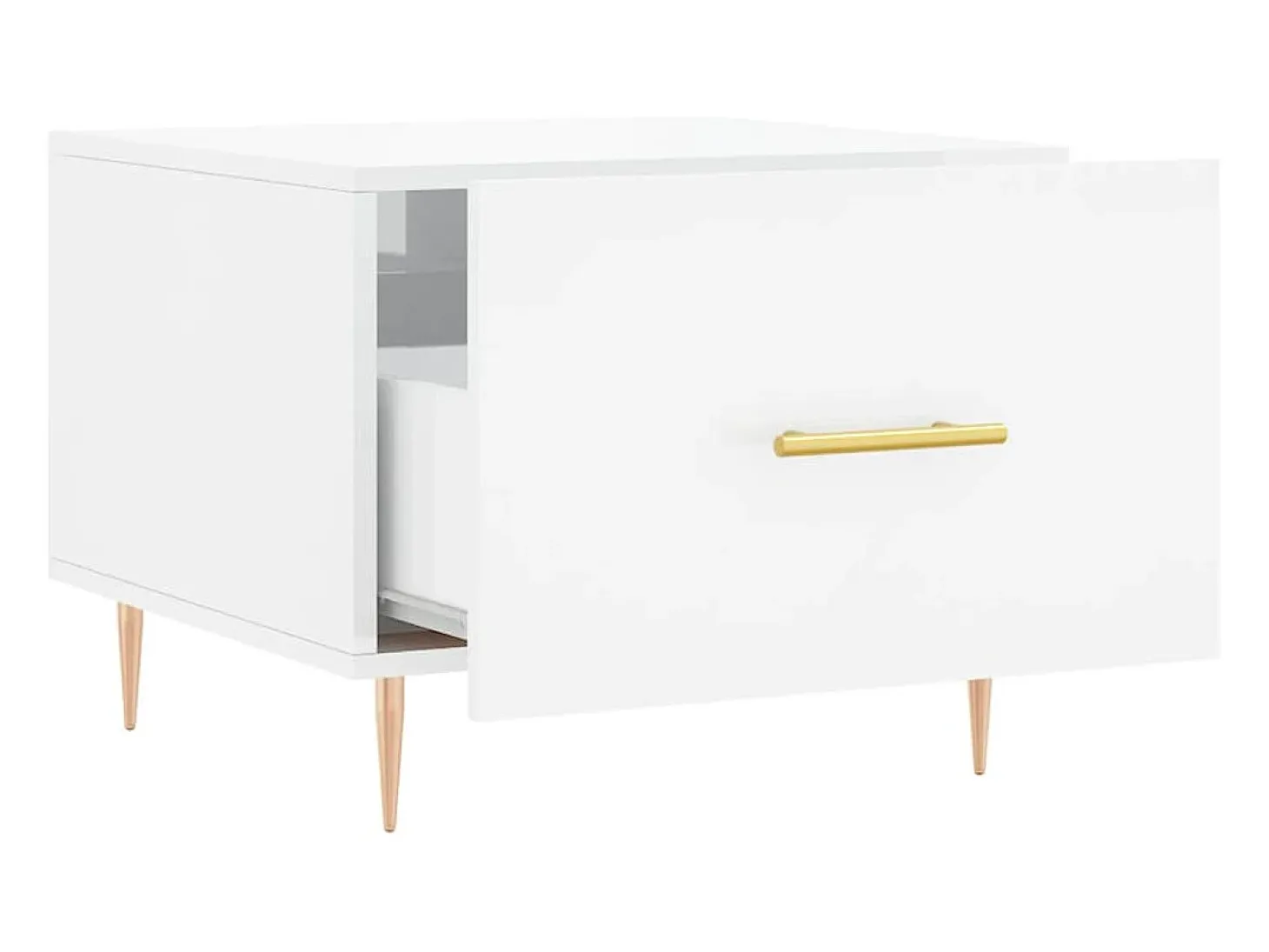 Mesa de centro madera de ingeniería brillo blanco 50x50x40 cm