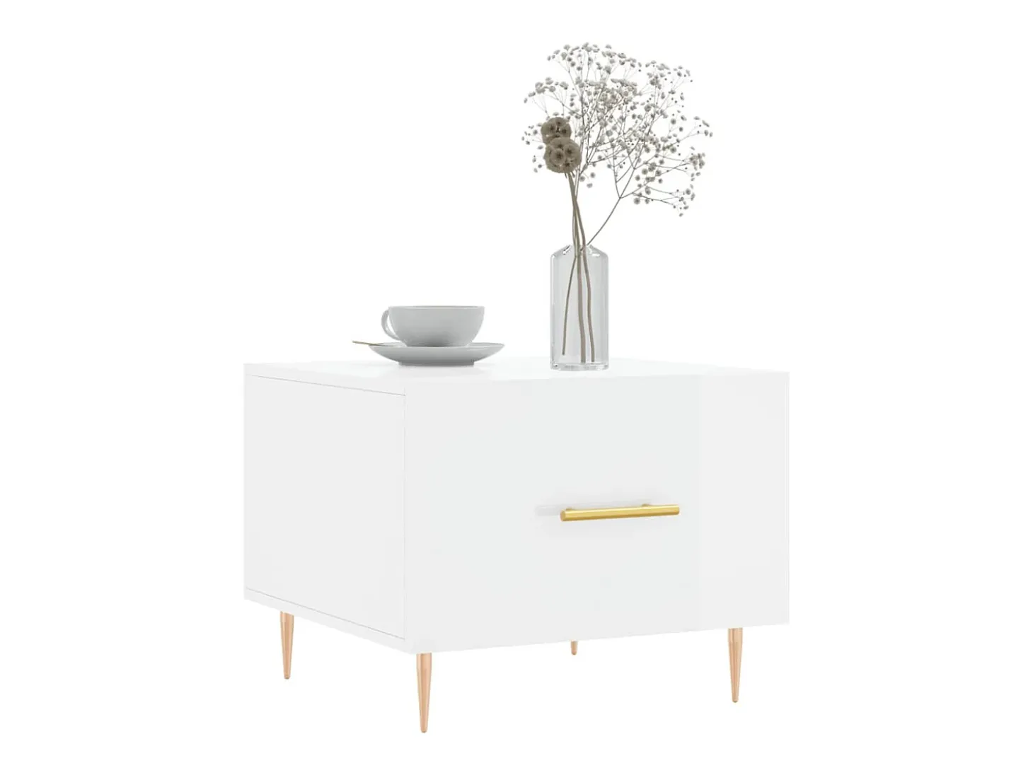 Mesa de centro madera de ingeniería brillo blanco 50x50x40 cm