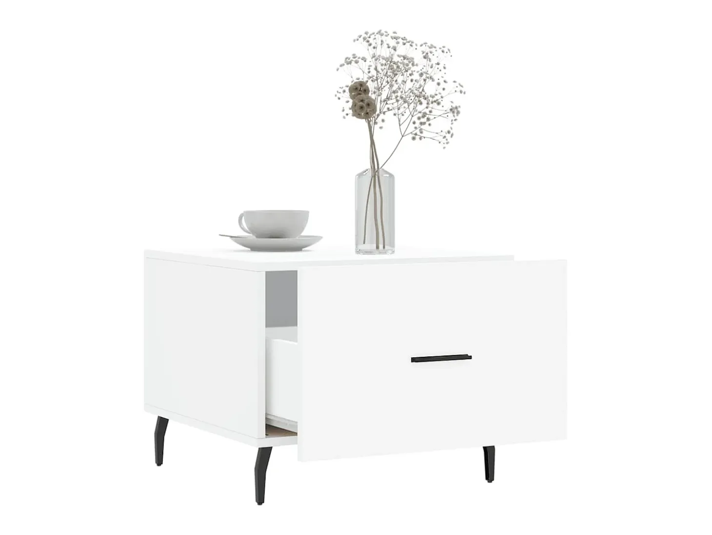 Mesa de centro madera de ingeniería blanca 50x50x40 cm