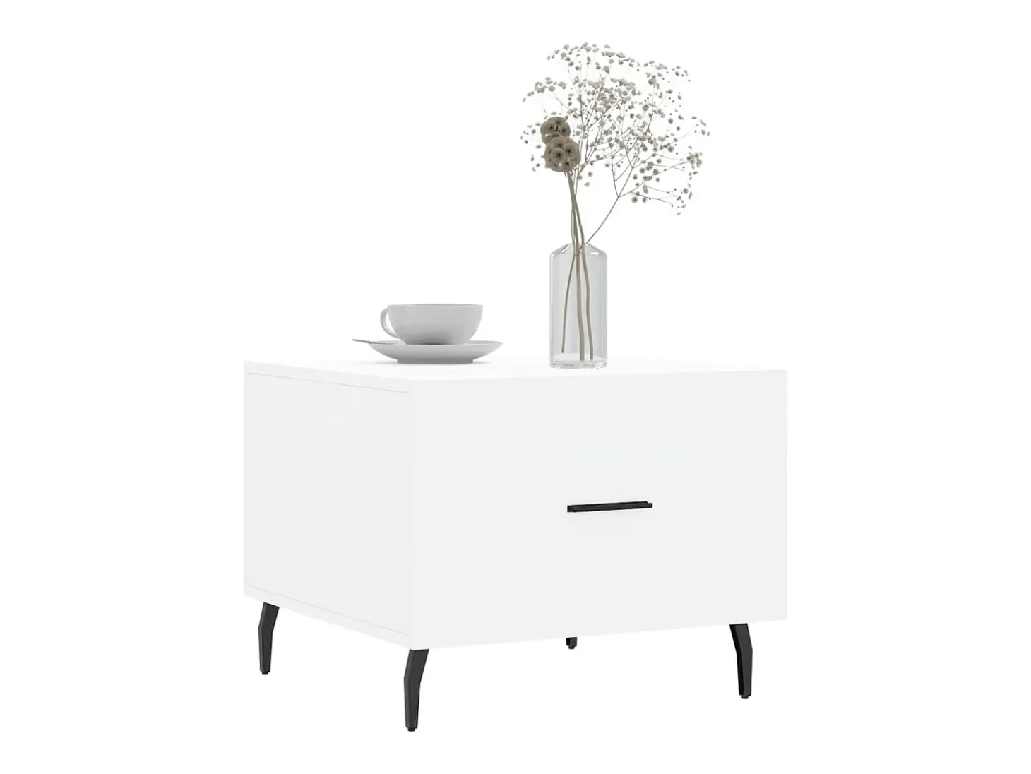 Mesa de centro madera de ingeniería blanca 50x50x40 cm