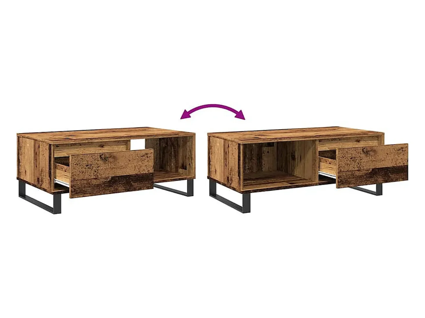 Mesa de centro madera de ingeniería envejecida 90x50x36,5 cm