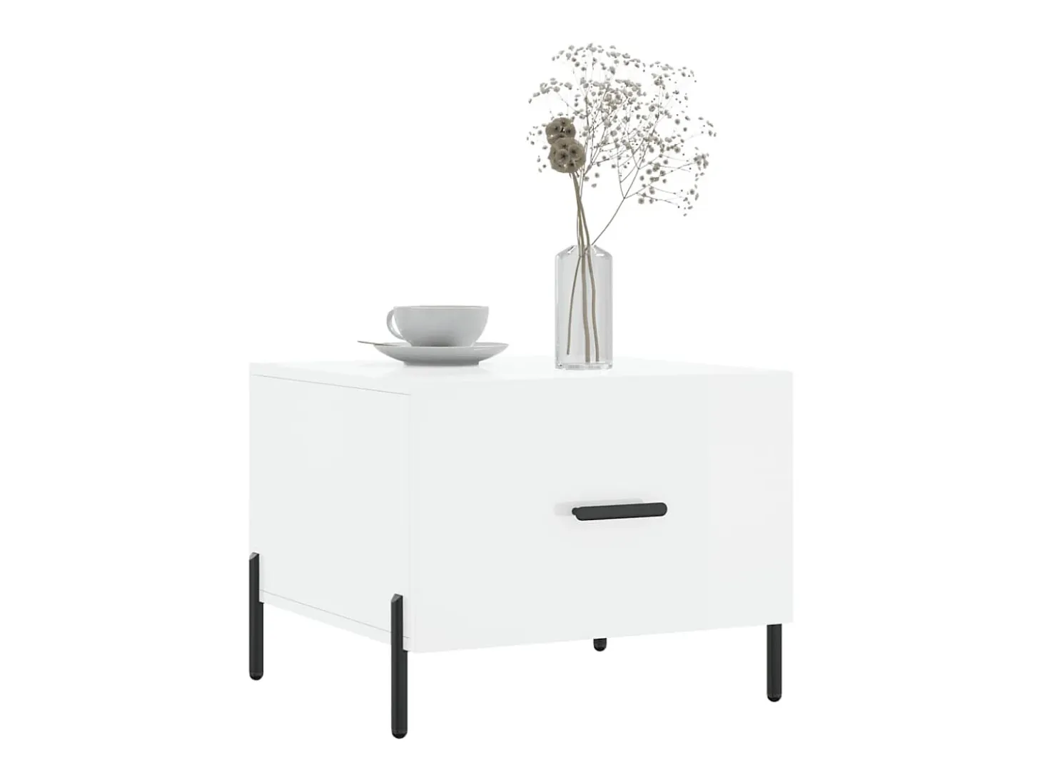 Mesa de centro madera de ingeniería brillo blanco 50x50x40 cm