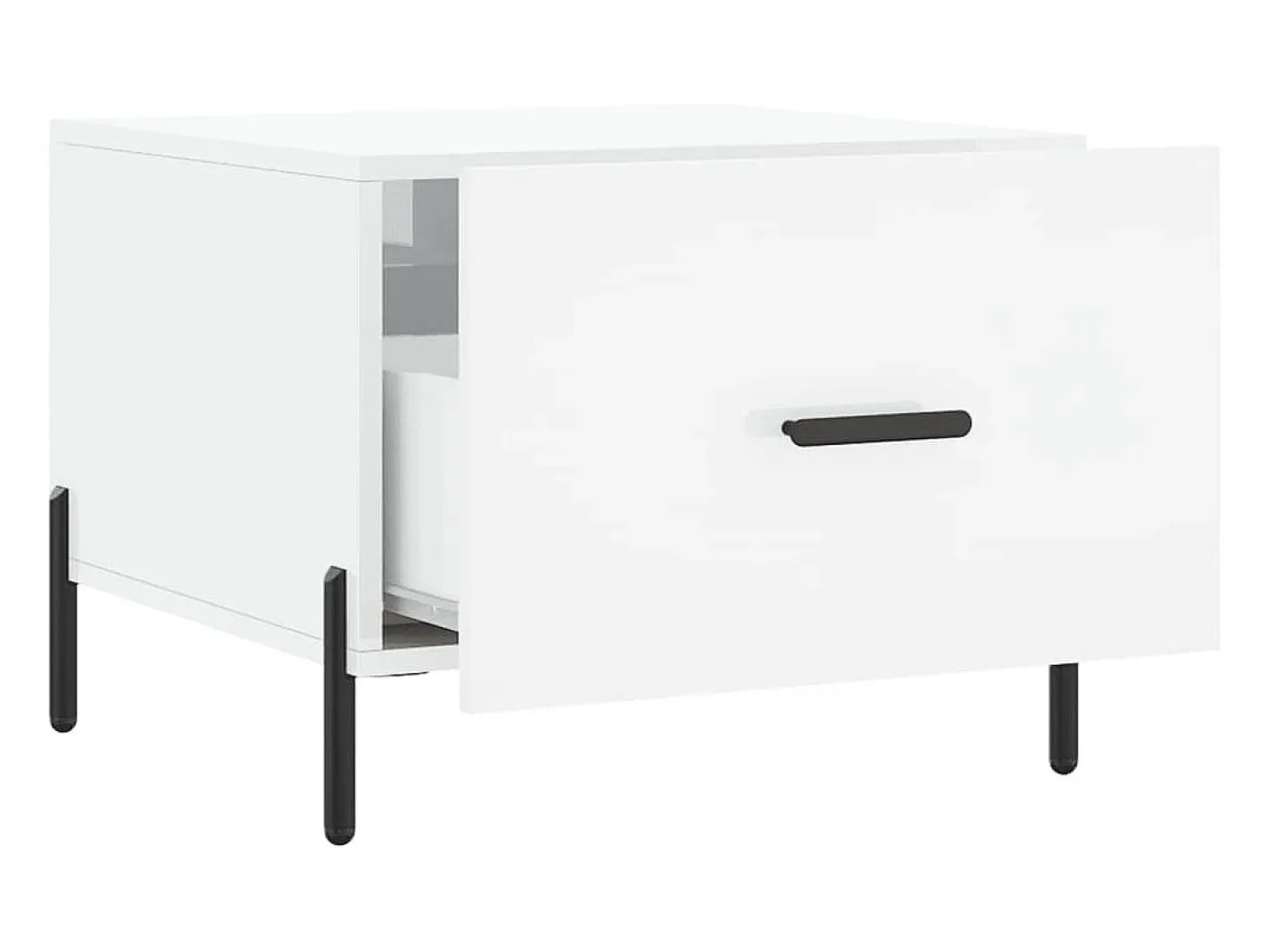 Mesa de centro madera de ingeniería brillo blanco 50x50x40 cm
