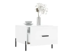 Mesa de centro madera de ingeniería brillo blanco 50x50x40 cm