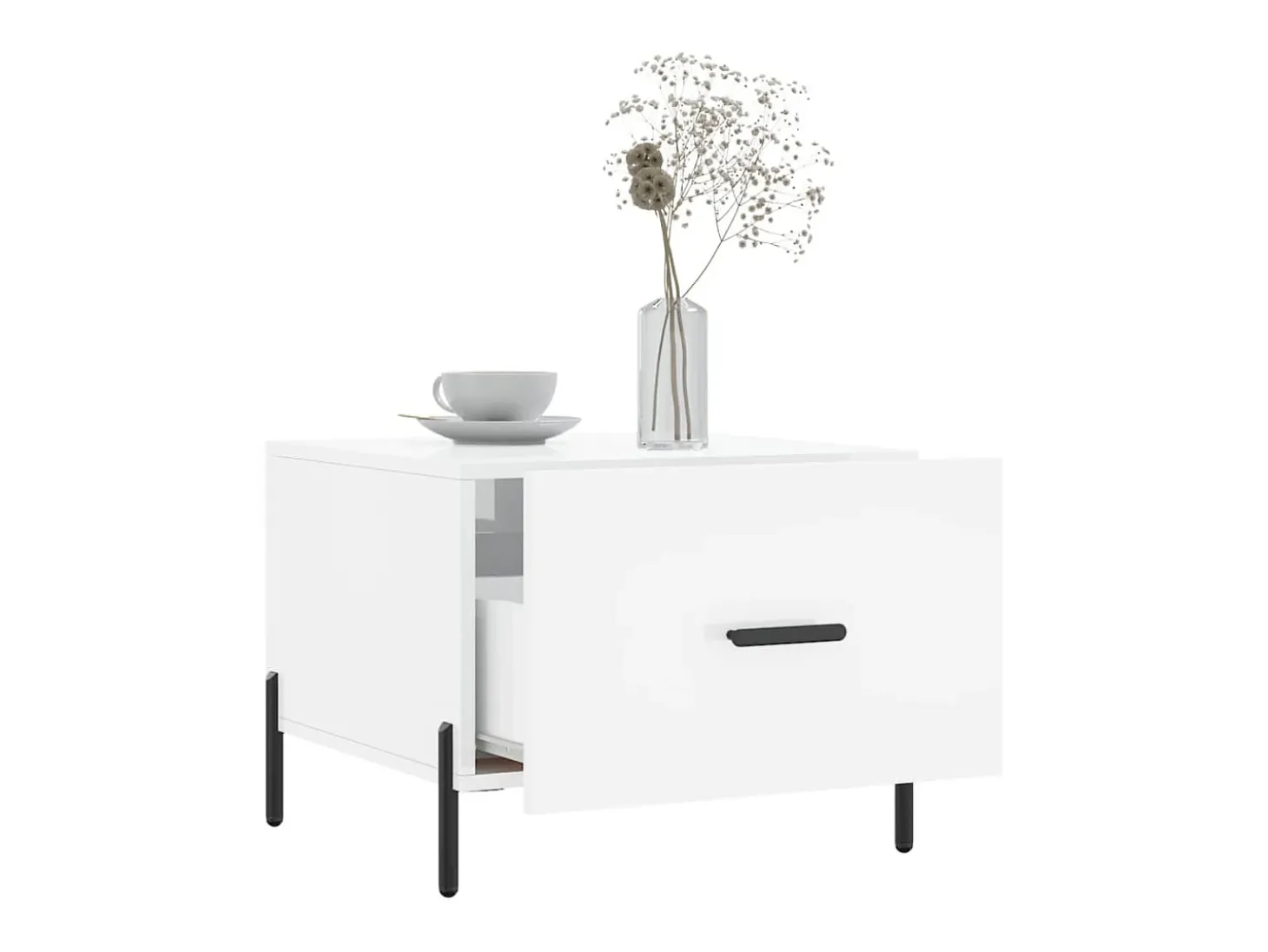 Mesa de centro madera de ingeniería brillo blanco 50x50x40 cm