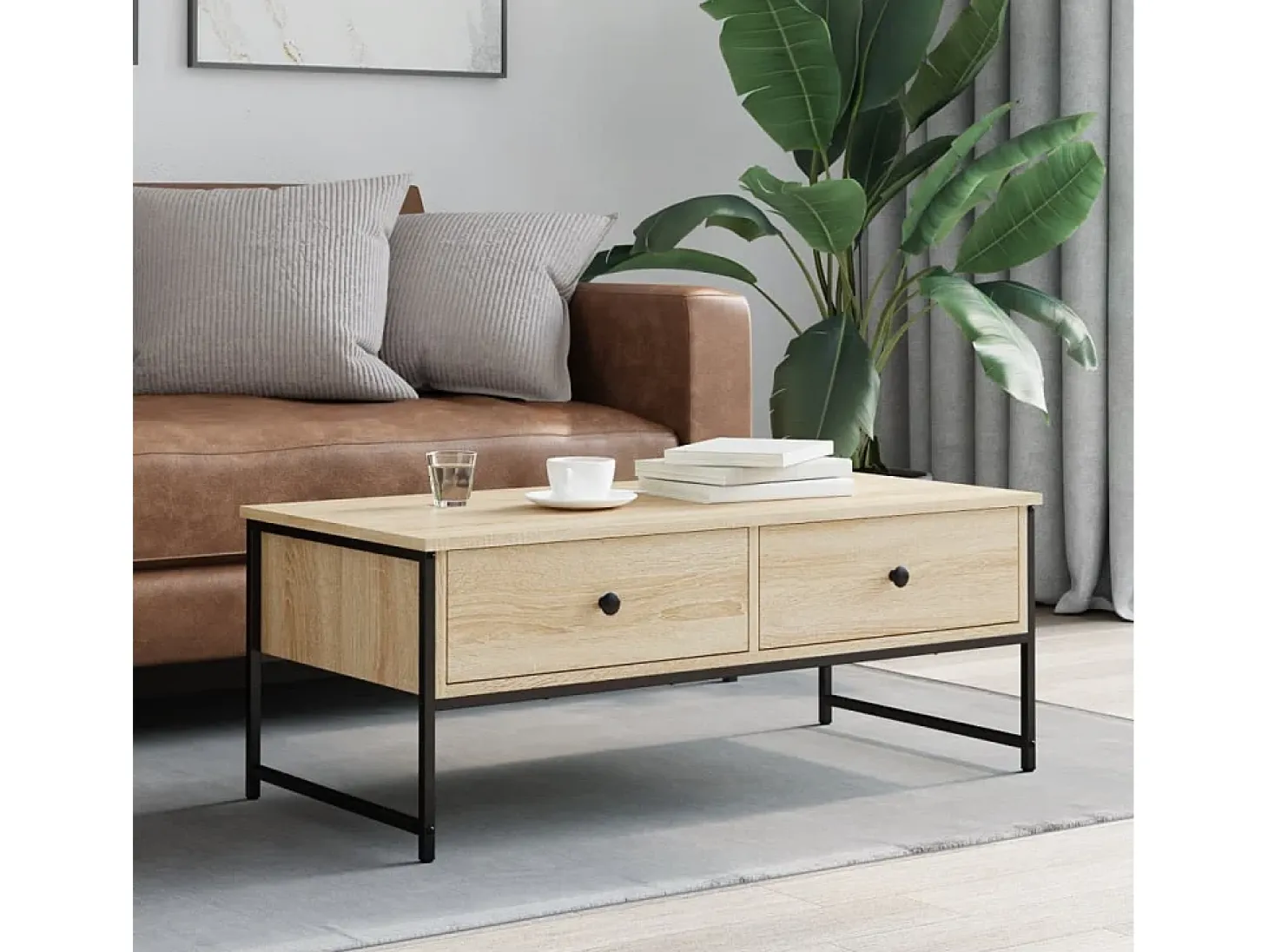 Mesa de centro madera de ingeniería roble Sonoma 101x49x39,5 cm