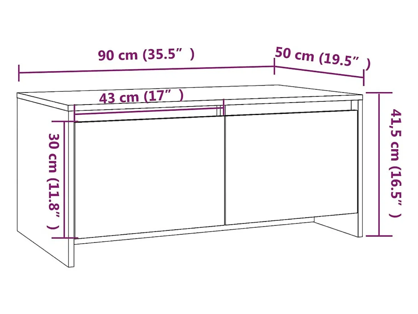 Mesa de centro madera de ingeniería marrón roble 90x50x41,5 cm