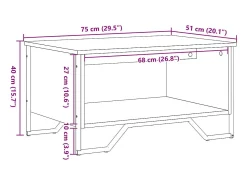 Mesa de centro madera de ingeniería marrón roble 75x51x40 cm