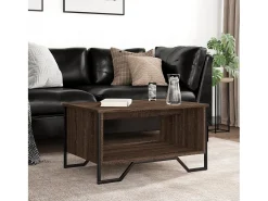 Mesa de centro madera de ingeniería marrón roble 75x51x40 cm