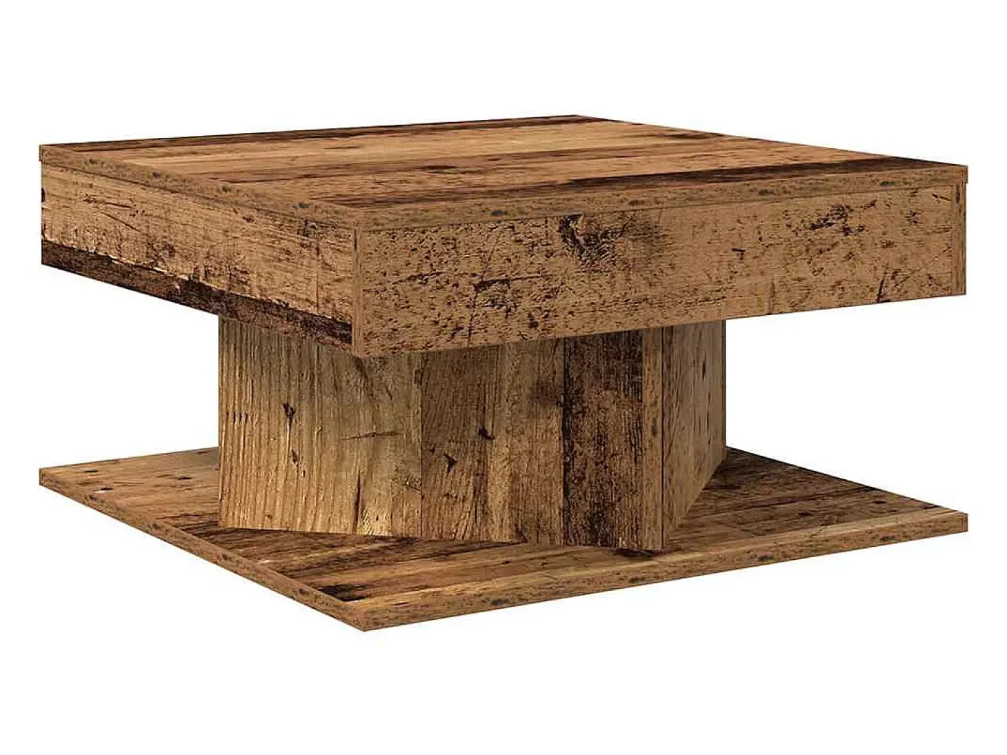 Mesa de centro madera de ingeniería envejecida 55x55x30 cm
