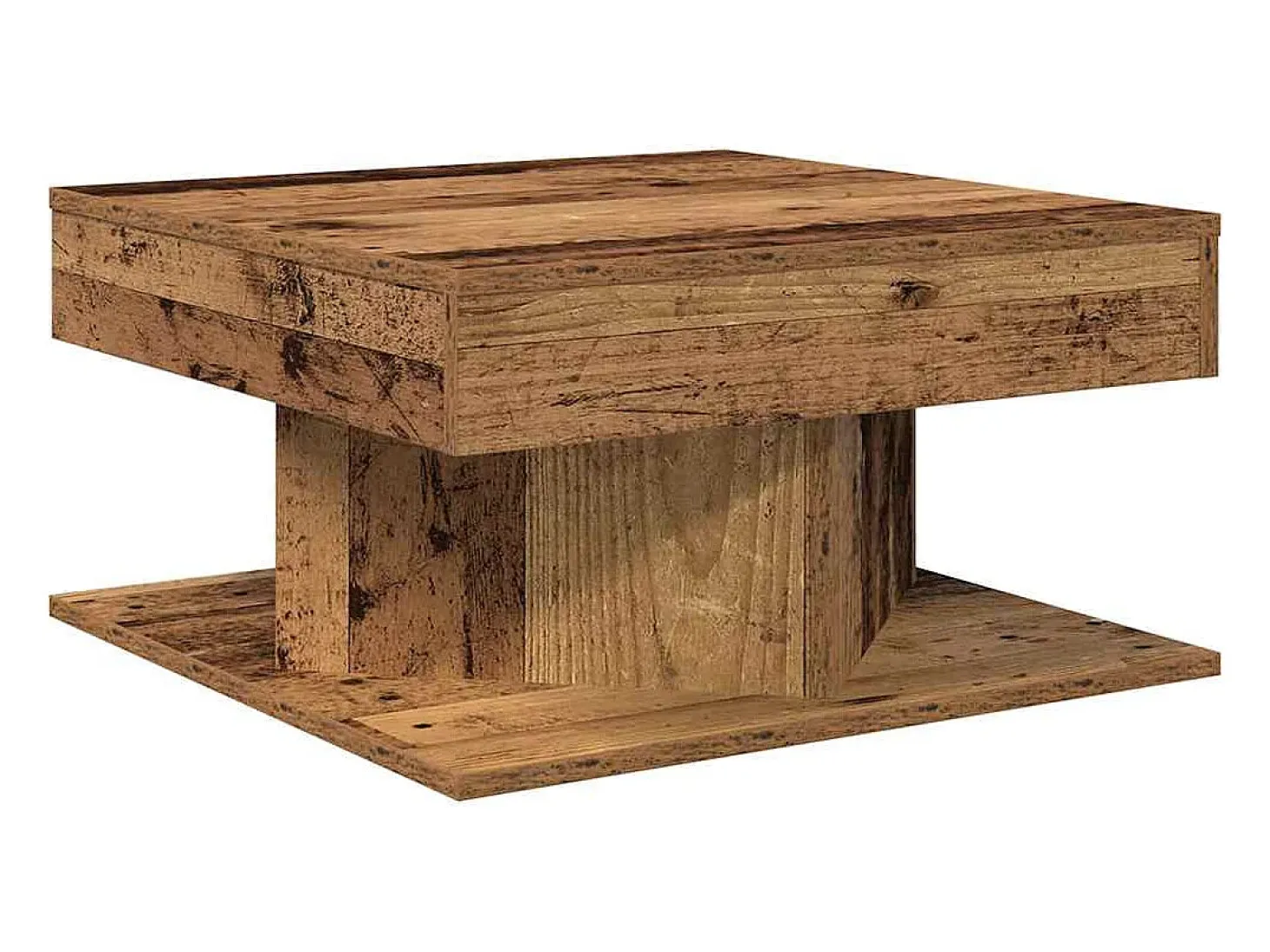 Mesa de centro madera de ingeniería envejecida 55x55x30 cm