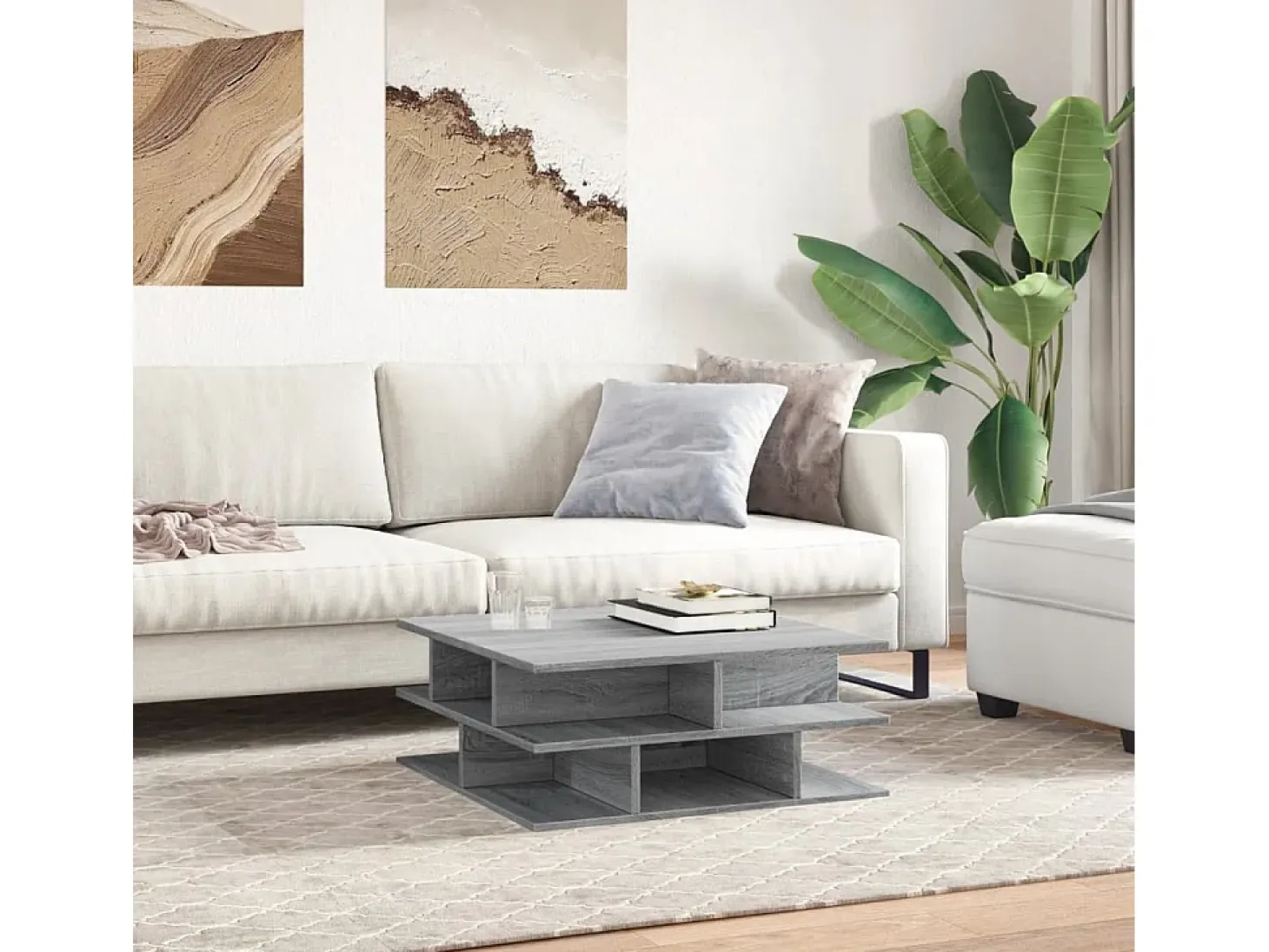 Mesa de centro madera de ingeniería gris Sonoma 70x70x29 cm