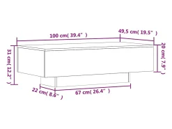 Mesa de centro madera de ingeniería gris hormigón 100x49,5x31cm