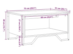 Mesa de centro madera de ingeniería roble Sonoma 75x51x40 cm