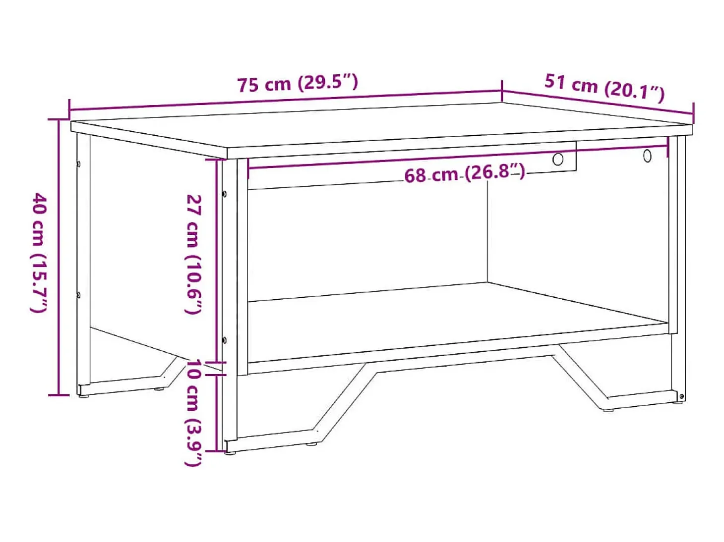 Mesa de centro madera de ingeniería roble Sonoma 75x51x40 cm