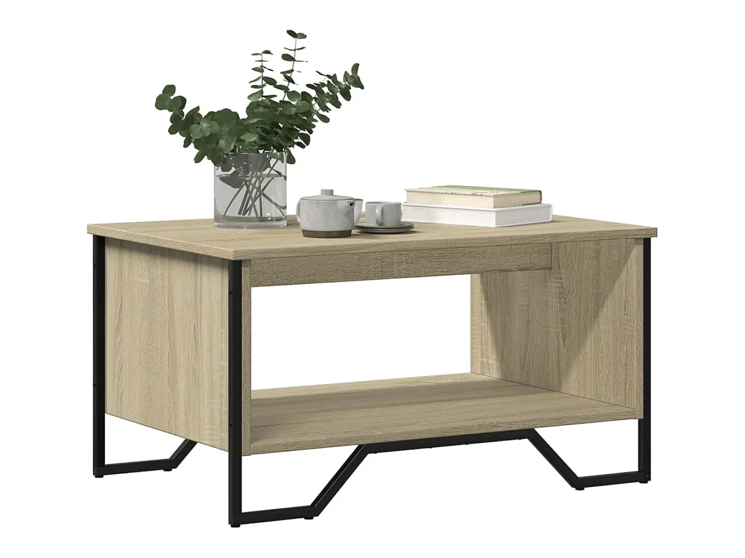 Mesa de centro madera de ingeniería roble Sonoma 75x51x40 cm