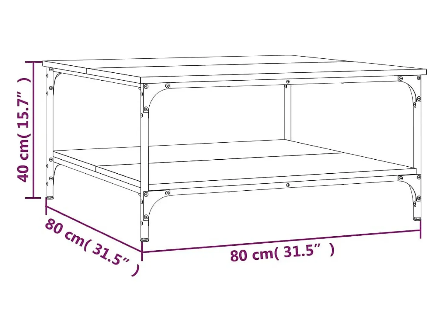 Mesa de centro madera de ingeniería roble Sonoma 80x80x40 cm