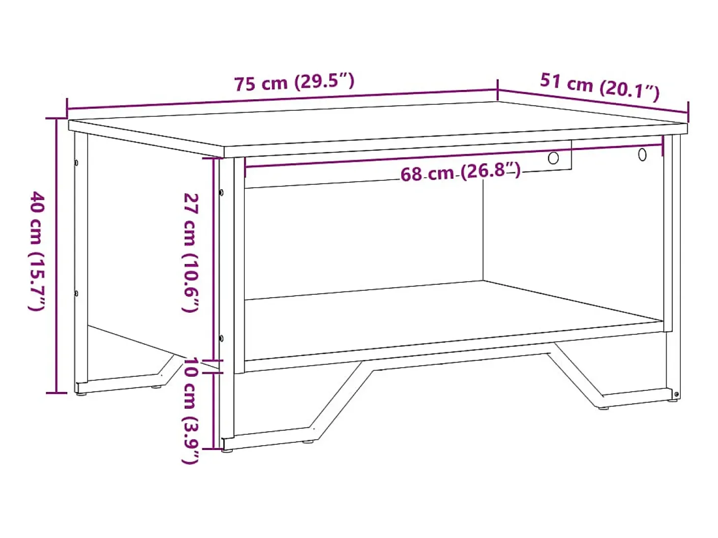 Mesa de centro madera de ingeniería negra 75x51x40 cm