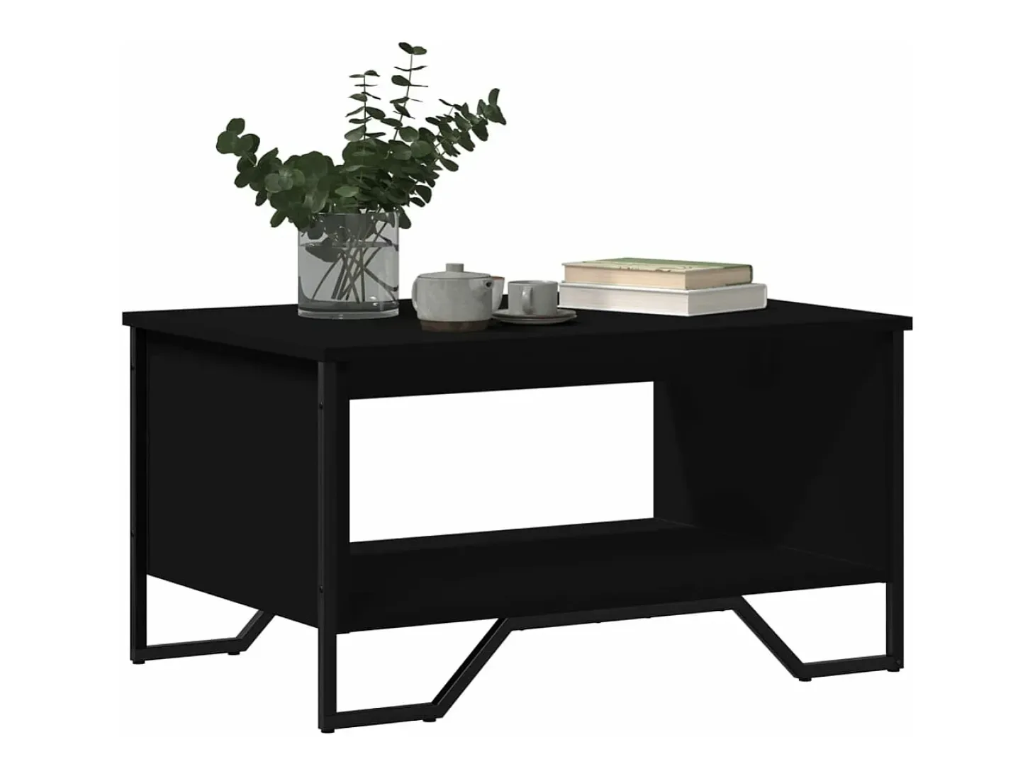 Mesa de centro madera de ingeniería negra 75x51x40 cm