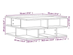 Mesa de centro madera de ingeniería roble ahumado 70x70x29 cm