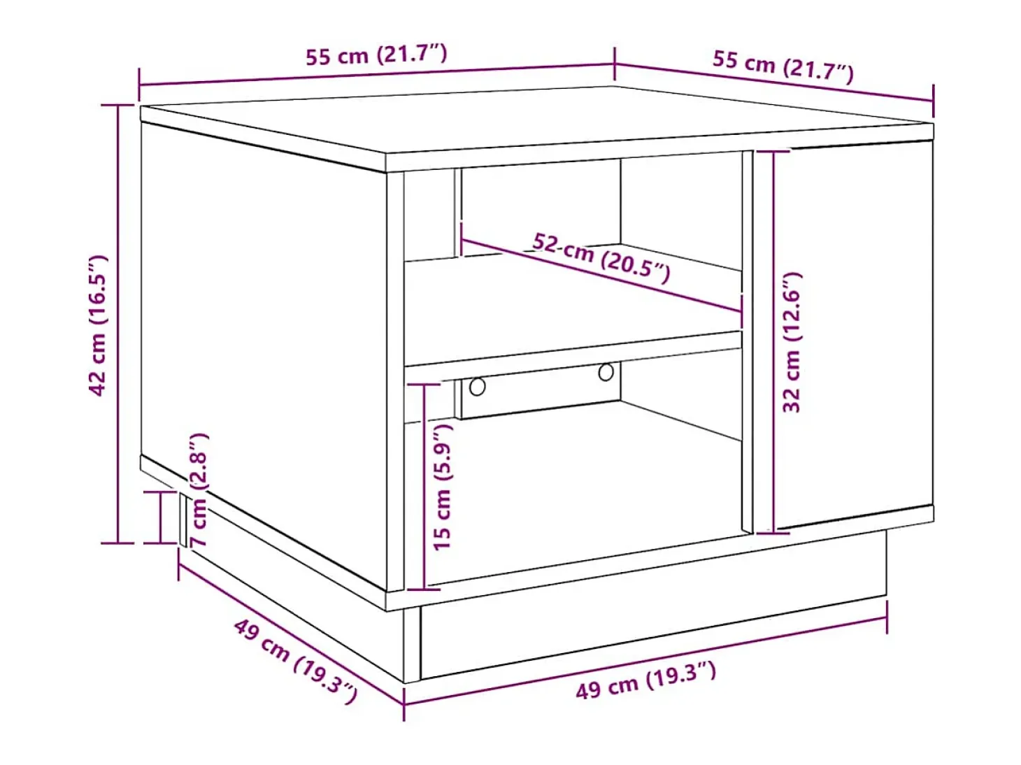 Mesa de centro madera de ingeniería roble artisan 55x55x42 cm