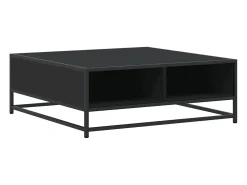 Mesa de centro madera de ingeniería y metal negro 80x80x30 cm