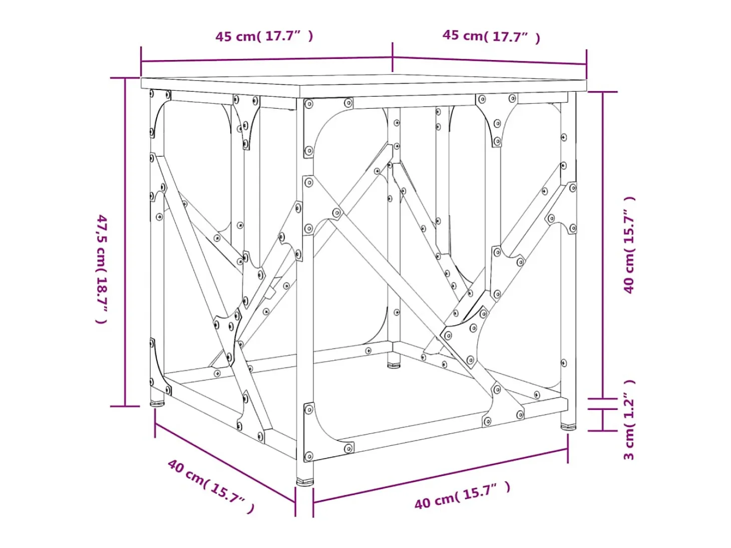 Mesa de centro madera de ingeniería negra 45x45x47,5 cm