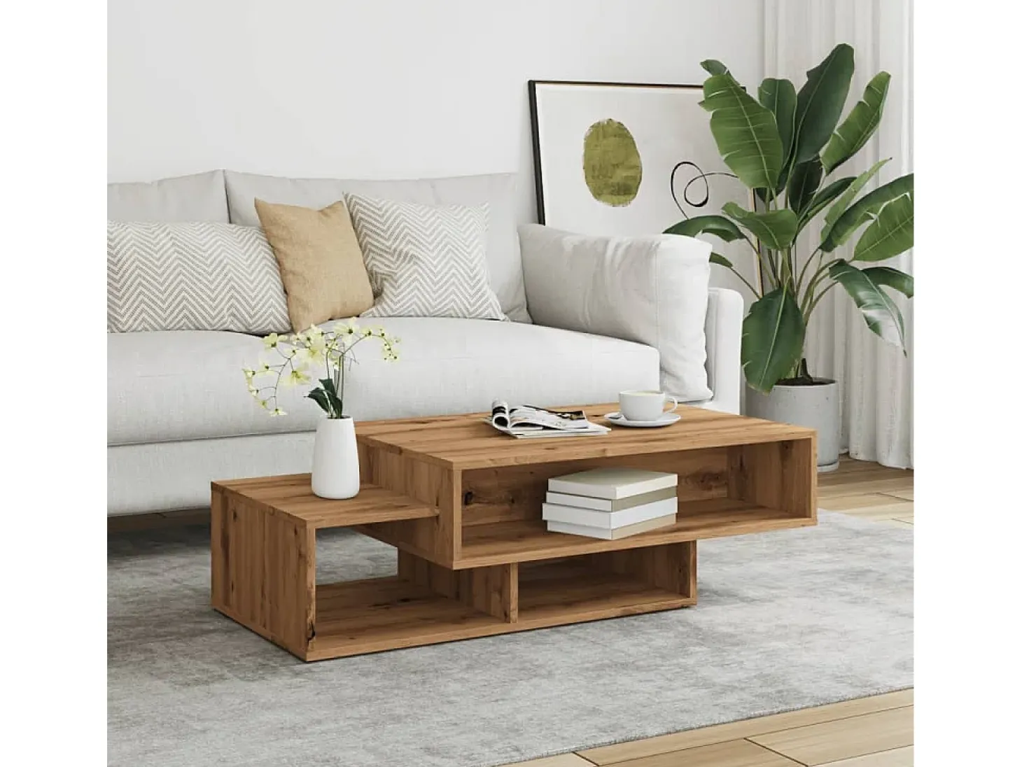Mesa de centro madera de ingeniería roble artisan 105x55x32 cm