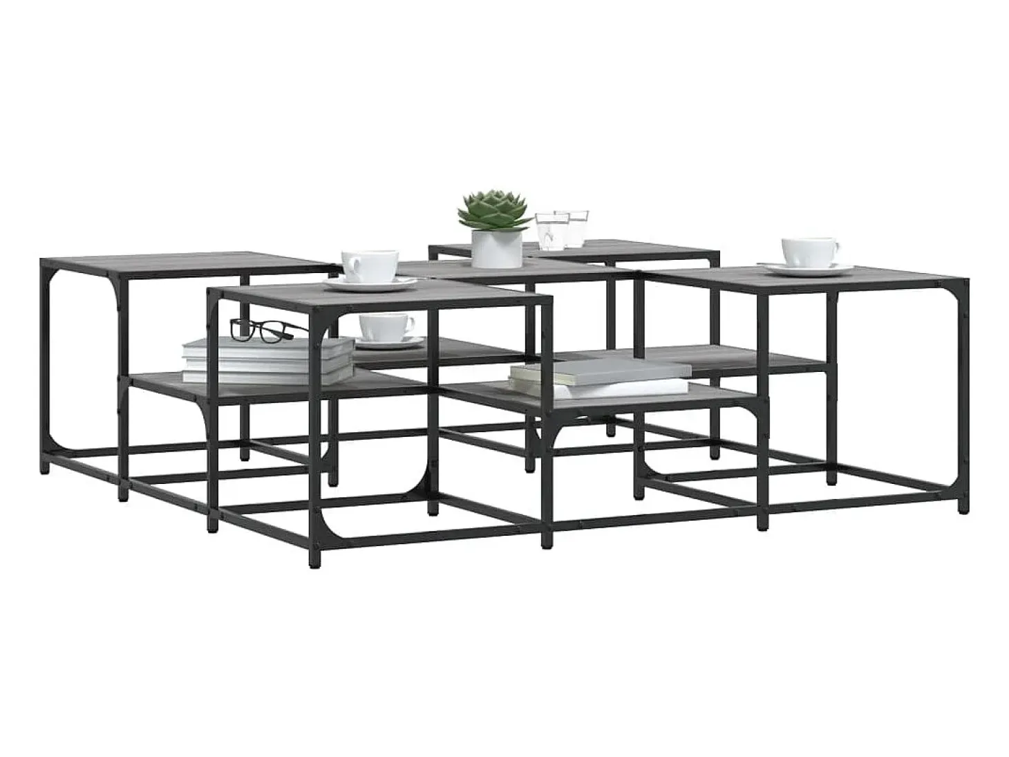 Mesa de centro madera de ingeniería gris Sonoma 121x121x40 cm