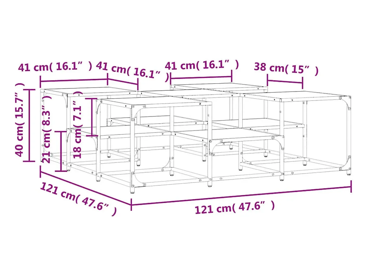 Mesa de centro madera de ingeniería gris Sonoma 121x121x40 cm