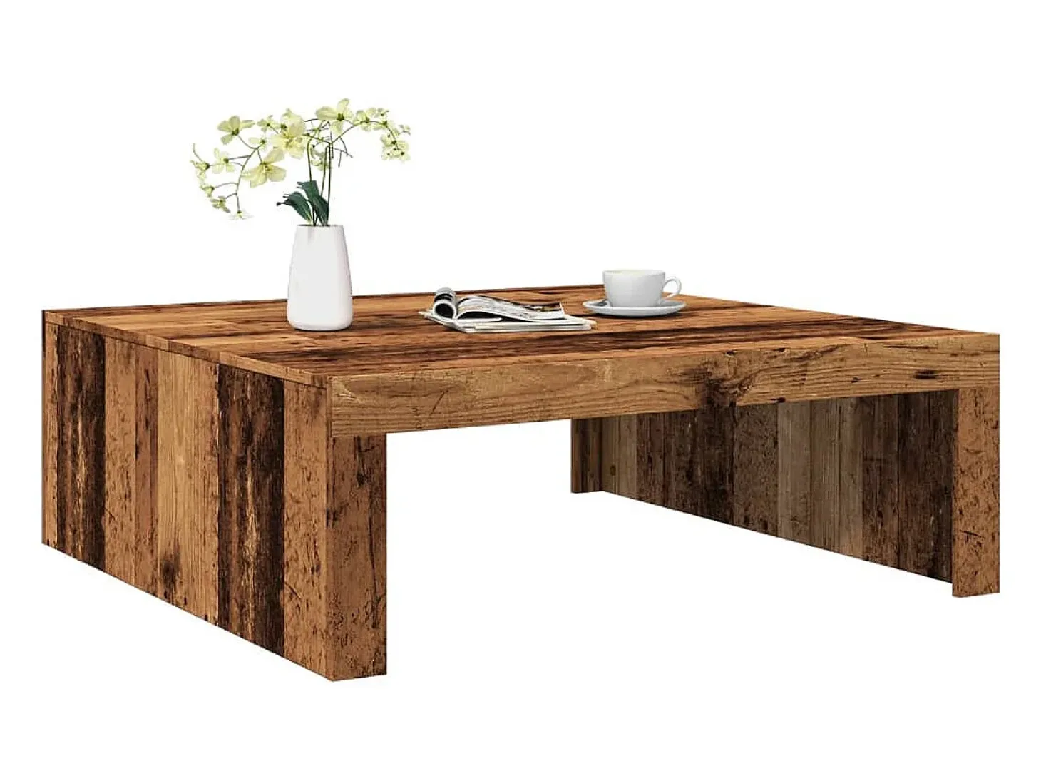 Mesa de centro madera de ingeniería envejecida 100x100x35 cm