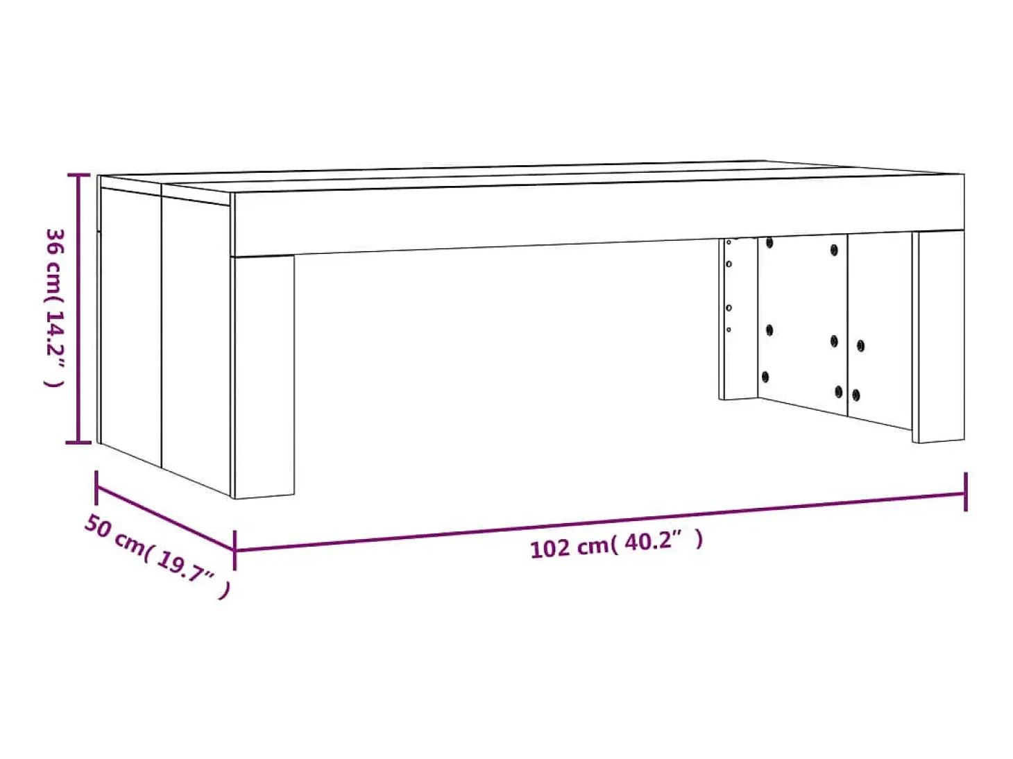 Mesa de centro madera de ingeniería blanco 102x50x36 cm