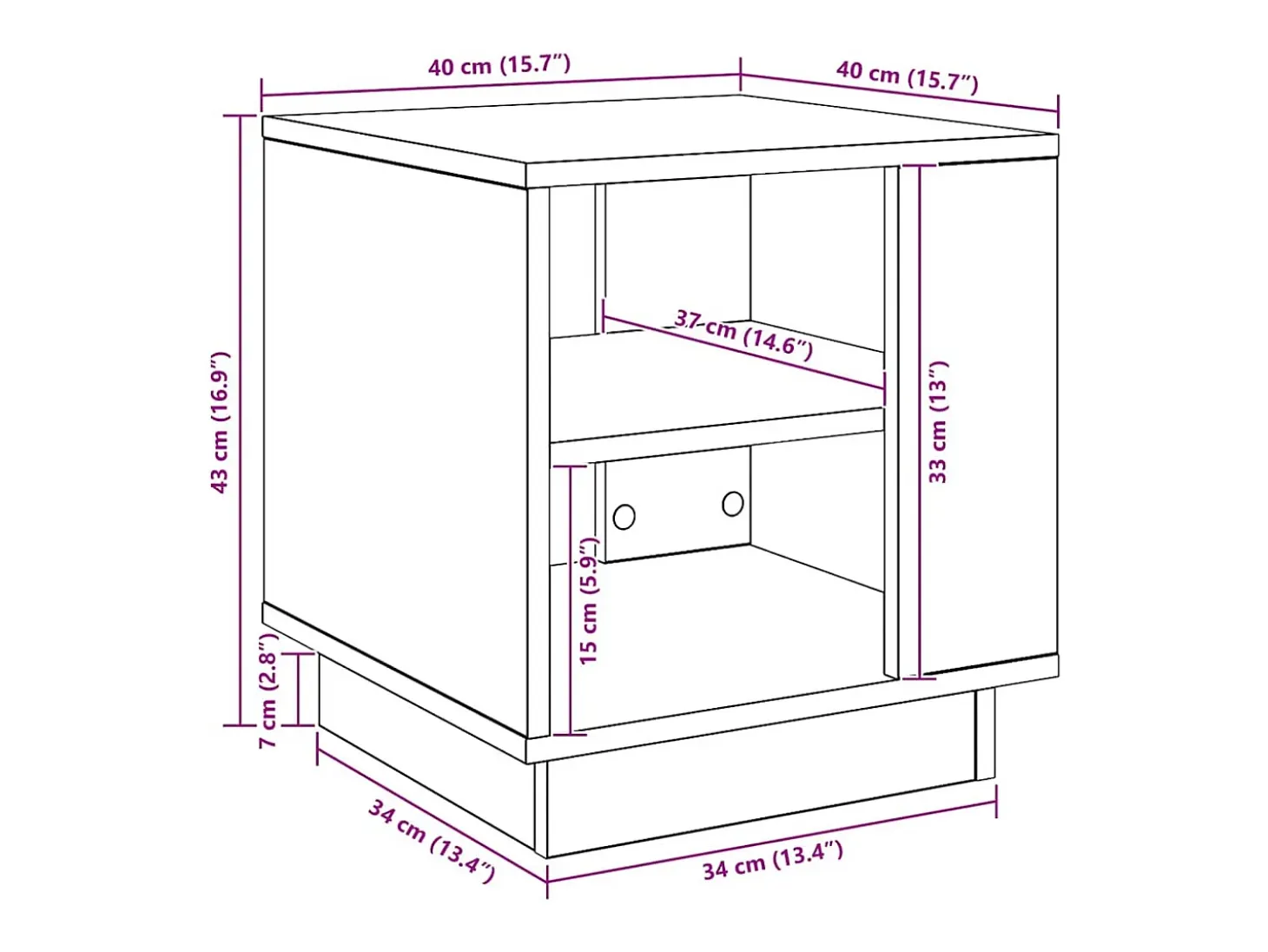 Mesa de centro madera de ingeniería roble artisan 40x40x43 cm